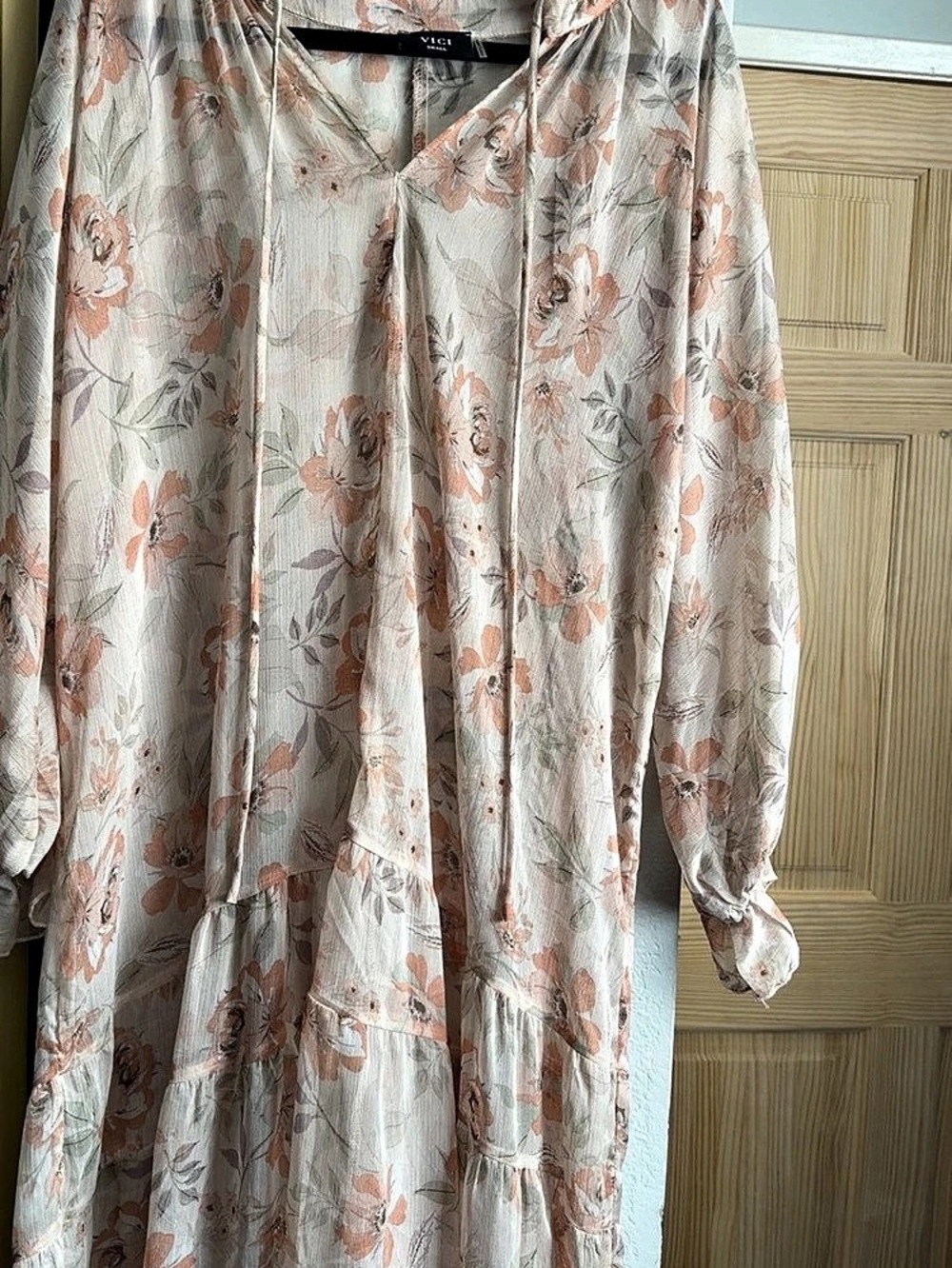 VICI Hearts Aflutter Ruffle Maxi Dress in Pink & White Size Small